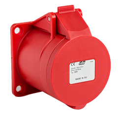 IDE Socket, straight, flush, red, 3P+E, 32A, 380/415V, IP44