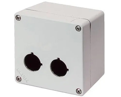 Elfin Push-button enclosure, 2 hole Ø 22, 92x92x70mm