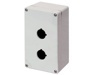 Elfin Push-button enclosure, 2 holes Ø 22, aluminium
