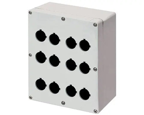 Elfin Push-button enclosure, 12 hole Ø 22, 170x205x100mm