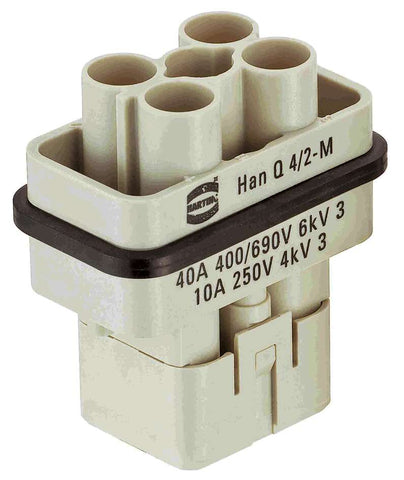 Harting Insert, crimp, male, pebble grey, 40A Harting