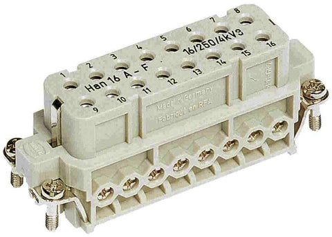 Harting Insert, screw, female, size 16A, c/s 0.75 - 2.5mm² Harting