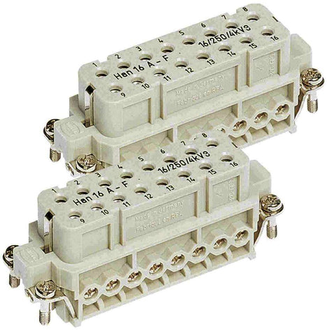 Harting Han A Power connector insert, heavy-duty, female, 16 contacts, 16A Harting