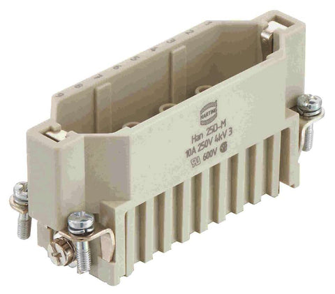 Harting Insert, crimp, male, size 216A, c/s 0.14 - 2.5mm² Harting