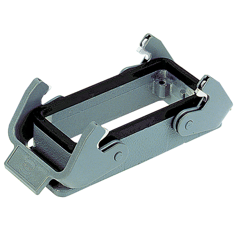 Harting Bulkhead housing, double locking, dust grey, size 10B Harting