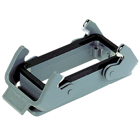 Harting Bulkhead housing, double locking, dust grey, size 16B Harting
