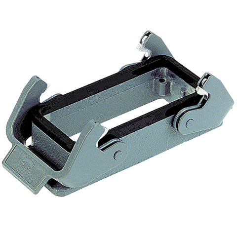 Harting Bulkhead housing, double locking, dust grey, size 24B Harting
