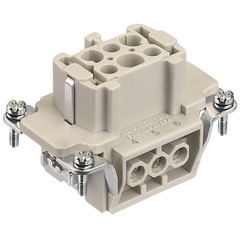 Harting Han E Insert, 6P+E, female, 6 cont, 0.75-2.5mm², 16A Harting