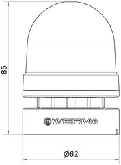 Werma Mini multi-tone sounder, contin/pulse, grey, 24VAC/DC