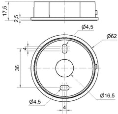 Werma Mini adapter for base-mounting, grey, 62 x 18mm