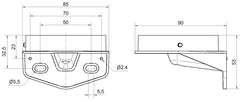 Werma Midi Bracket for wall-mounting, grey, 85 x 53mm