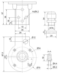 Werma Bracket for base mounting, black, Ø 70mm.