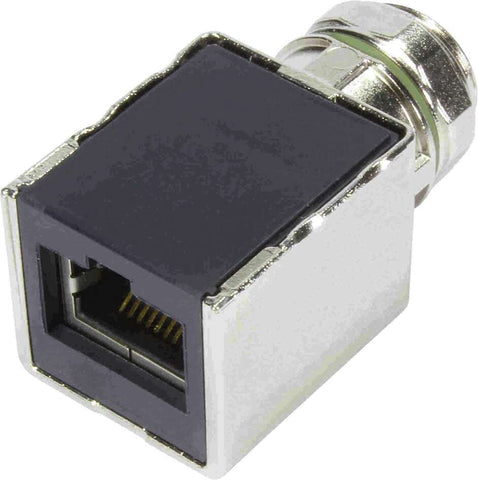 Harting Adapter, panel feed, female, zinc die cast, RJ45, M12, 8-pole Harting