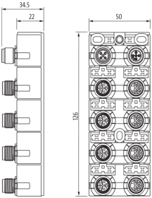 Murr Passive sensor/actuator distributor, 24VDC