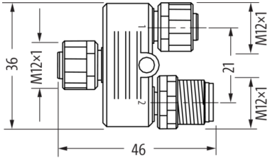 Murr T-coupler, M12 female/  M12 female + M12 male 0°