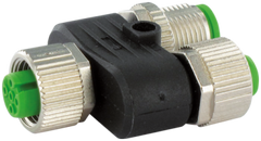 Murr T-coupler, M12 female/  M12 female + M12 male 0° Murrelektronik