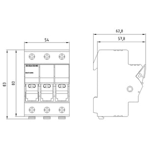 Siemens Sitor fuse switch, 3-pole, 10 x 38, 690VAC, up to 32A