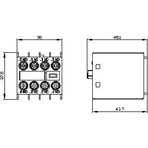 Siemens Auxiliary switch on the front, screw, 2NO + 2NC
