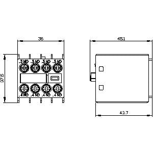 Siemens Auxiliary switch on the front, 4 NO current path