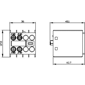 Siemens Auxiliary switch on the front, 1 NO + 1 NC