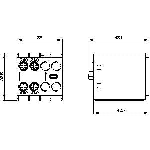 Siemens Auxiliary switch on the front, 2 NO current path
