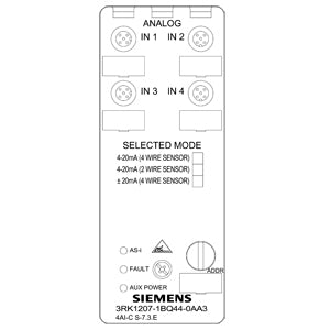 Siemens AS-i Compact module, K60 analog, 4AI, 4 - 20mA