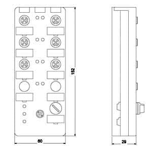 Siemens AS-i Compact module, K60 digital A/B slave, 8xM12