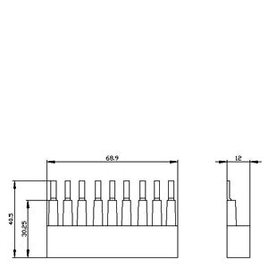 Siemens Busbar for 3 motor starters, 3-phase, 22.5mm spacing