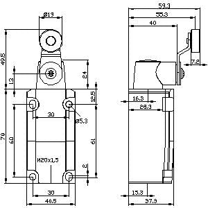 Siemens Position switch, metal enclosure, 1NO + 1NC