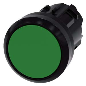 Siemens Pushbutton, momentary contact, plastic, green, 22mm