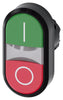 Siemens Twin p/button, round, flat, plastic, green I, red O, 22 mm