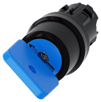 Siemens Key-operated switch, 2 pos, blue, round, 22mm