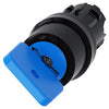 Siemens Key-operated switch, 2 pos, blue, round, 22mm