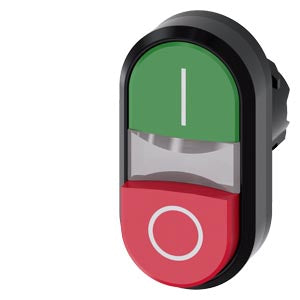 Siemens Illuminated twin p/button, round, green: I, red: O, 22mm