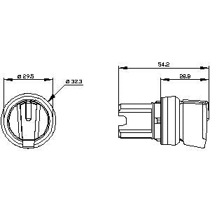 Siemens Illuminable selector switch, 3 position, black, 22mm