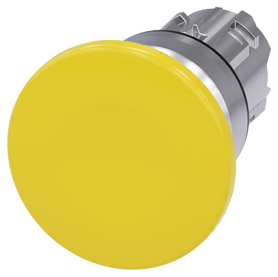 Siemens Mushroom p/button, round, metal, yellow, momentary, 22mm