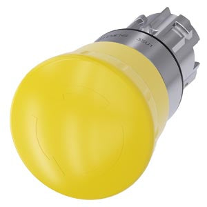 Siemens Mushroom pushbutton, round, metal, yellow, latching, 22mm