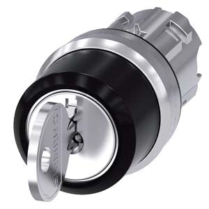 Siemens RONIS Key-operated switch, 3 position, round, metal, shiny, 22mm