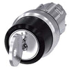 Siemens RONIS Key-operated switch, 3 position, round, metal, shiny, 22mm