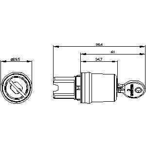 Siemens Key-operated switch, 2 positions, lock number SSG10
