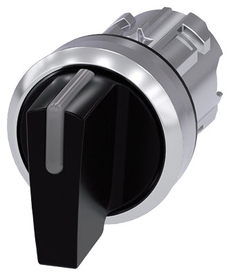 Siemens Illuminable selector switch, round, 3 pos, black, 22mm