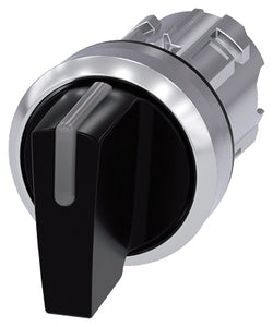 Siemens Illuminable selector switch, round, 3 pos, black, 22mm