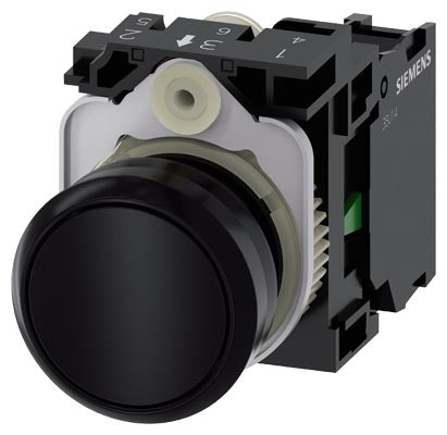 Siemens Pushbutton, momentary contact, black, 1NO, 22mm