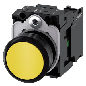 Siemens Pushbutton, momentary contact, plastic, yellow, 22mm