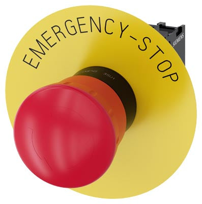 Siemens E-stop mushroom pushbutton, round, plastic, red, 22mm