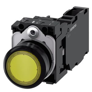 Siemens Illuminated pushbutton, plastic, yellow, 1NO+1NC, 22mm