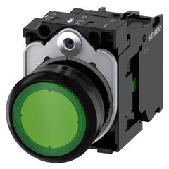 Siemens Illuminated pushbutton, plastic, green, 1NO, 22mm
