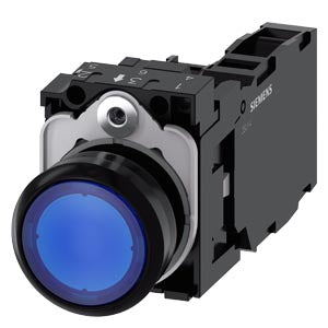 Siemens Illuminated pushbutton, blue, 1NO+1NC, 24V, 22mm