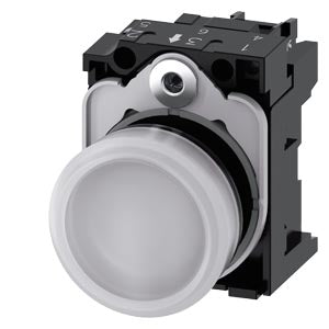 Siemens Indicator light, 22mm, round, white, screw, LED, 230V