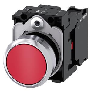 Siemens Pushbutton, red, flat, screw terminal, 22mm Siemens